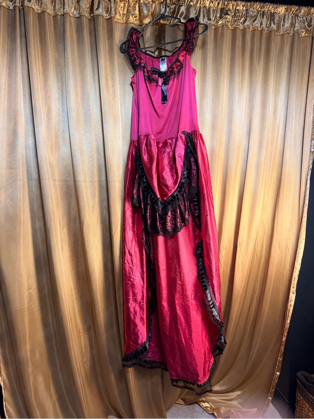 Spirit Halloween Burlesque Brothel Western Saloon Girl Burgundy Costume